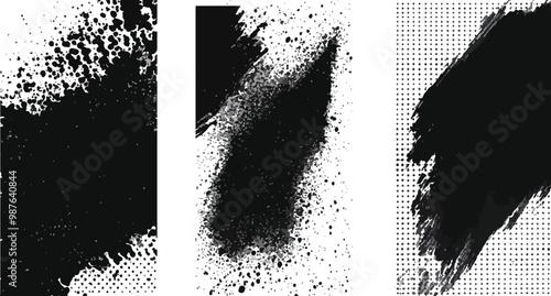 Set of distressed white grainy texture. Dust overlay textured, Grunge is black and white. Abstract dark background. Vector pattern of dust.
