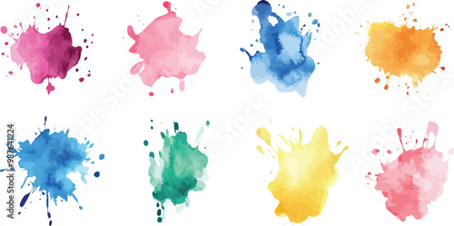 watercolor vector splashes, Set of watercolor circles multicolored.