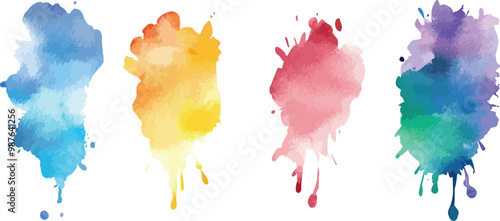 watercolor vector splashes, Set of watercolor circles multicolored.