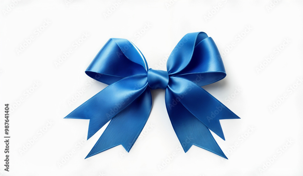 A blue Christmas ribbon and bow isolated on a white background. A blue Christmas ribbon and bow isolated on a white background.