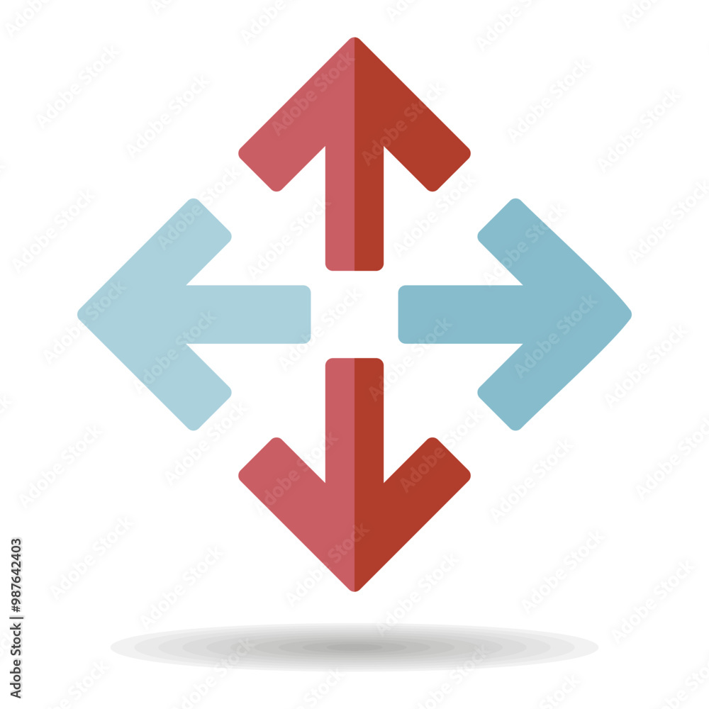 Four arrows pointing from the center vector icon Four arrows pointing from the center vector icon