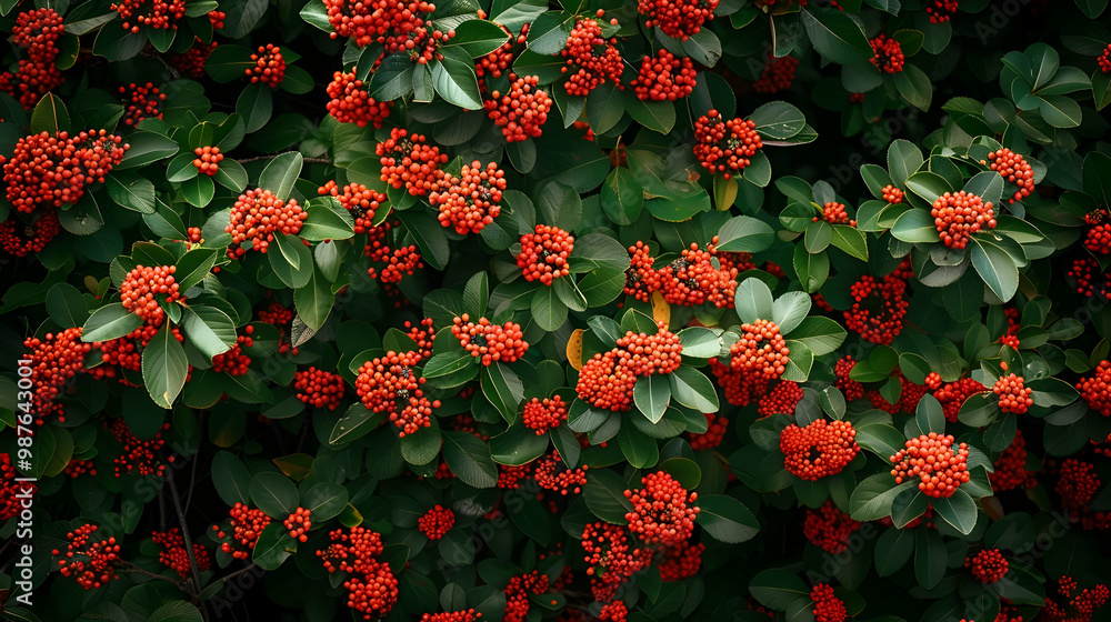 Vibrant Red Berries on Green Bush Close-up Nature Photography Vibrant Red Berries on Green Bush Close-up Nature Photography