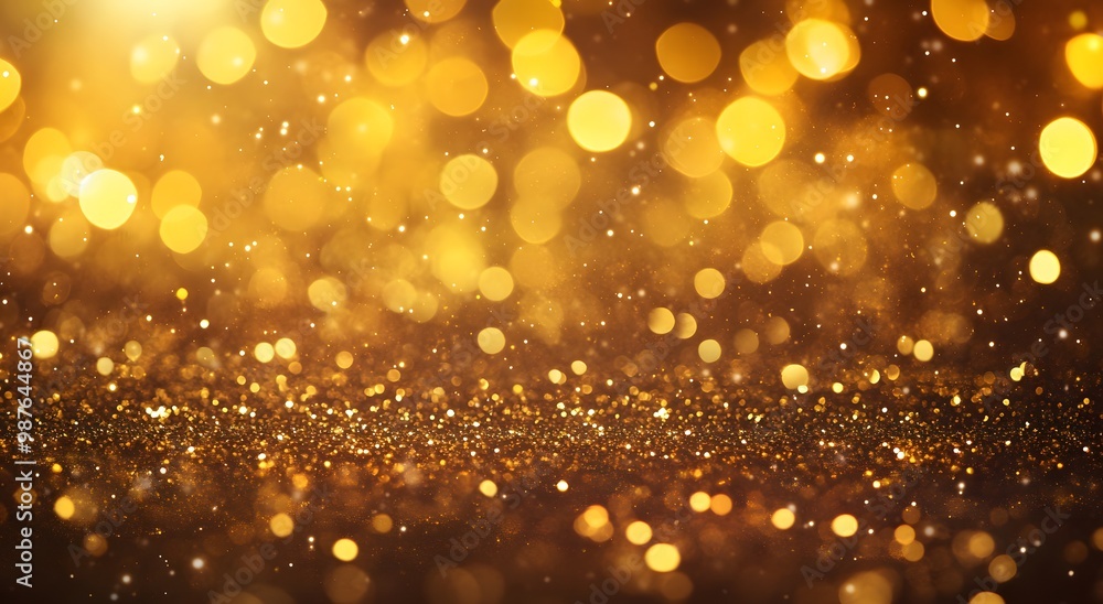 A textured abstract golden background with sparkling lights, perfect for creating an elegant and luxurious atmosphere A textured abstract golden background with sparkling lights, perfect for creating an elegant and luxurious atmosphere