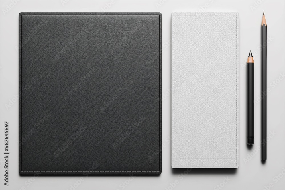 Fototapeta premium Simple stationery mockup template in grey on white background