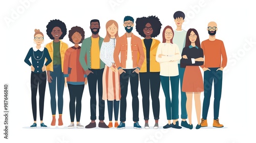 A diverse group of friends stand together, smiling and looking confident. They represent the beauty of individuality and the power of friendship.