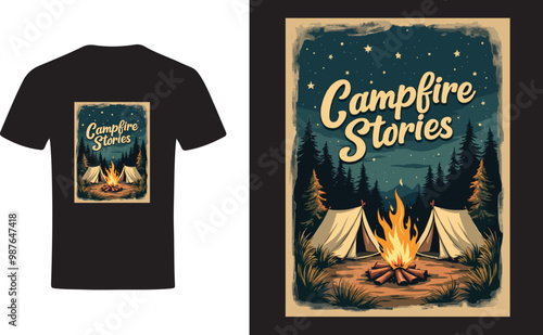 Campfire Stories T-Shirt Design Cozy and Nostalgic Vibes for Outdoor Lovers