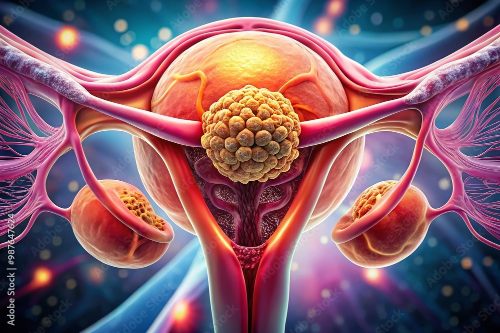 Fibroid Structure Detailed illustration of a fibroid in the uterus highlighting its ...