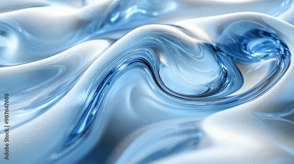 Liquid Glass Symphony: Dive into a captivating abstract with flowing waves of cool-toned blue, reflecting light in an elegant dance of fluidity and form. Liquid Glass Symphony: Dive into a captivating abstract with flowing waves of cool-toned blue, reflecting light in an elegant dance of fluidity and form.