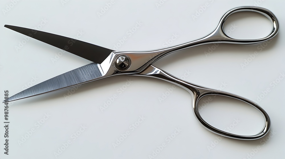 Sleek Stainless Steel Scissors with Precision Blades and Ergonomic Finger Loops Sleek Stainless Steel Scissors with Precision Blades and Ergonomic Finger Loops