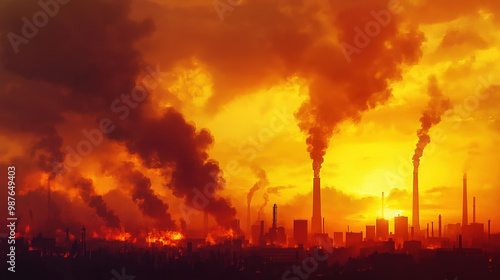 Global Warming and Pollution Concept around the world, Environmental pollution