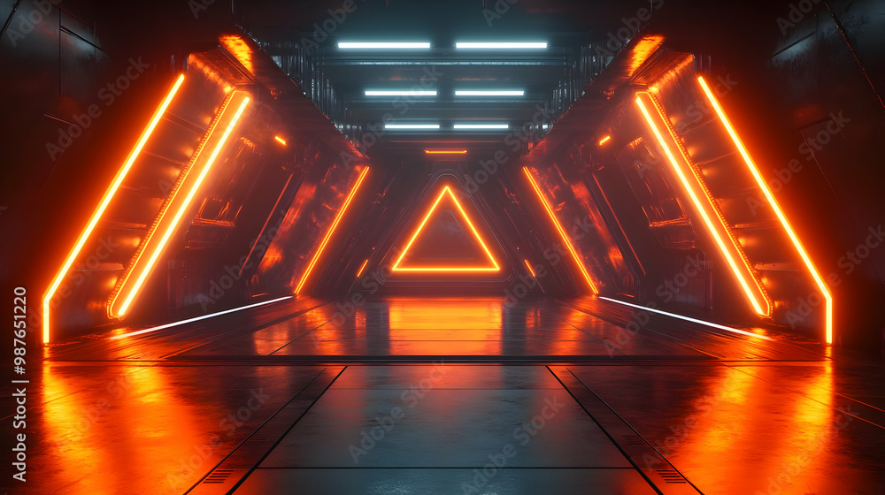 Futuristic Neon Lights Corridor 3D Illustration Futuristic Neon Lights Corridor 3D Illustration