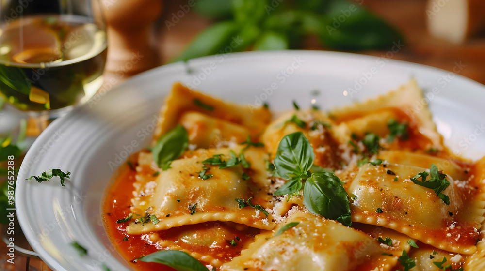 Ravioli with Tomato Sauce and Basil A Delicious Italian Dish Ravioli with Tomato Sauce and Basil A Delicious Italian Dish