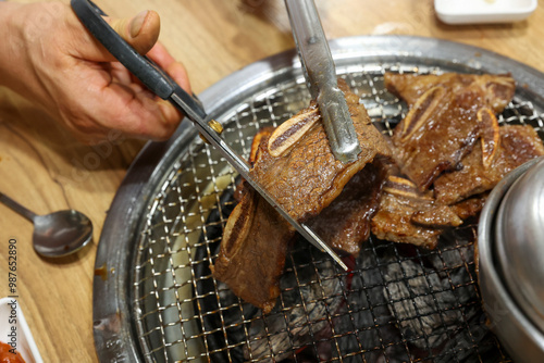 korea bbq. Grilled Marinated Galbi LA galbi photo