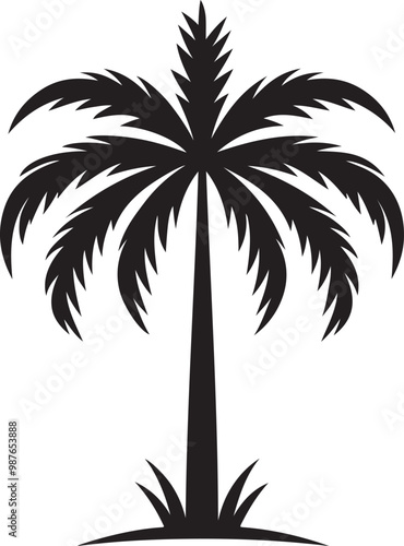 Black palm tree silhouette vector illustration on white background