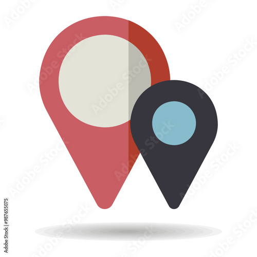 Two pin map icon. Map pointer. Map markers