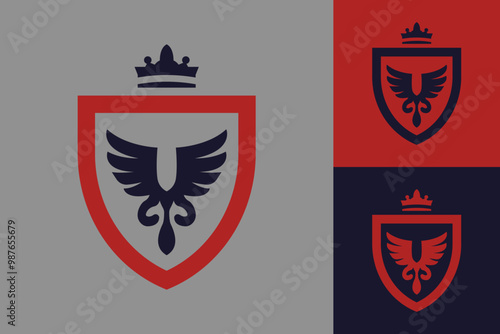 Simple Minimalistic Heraldic Crest Flat Icons Template