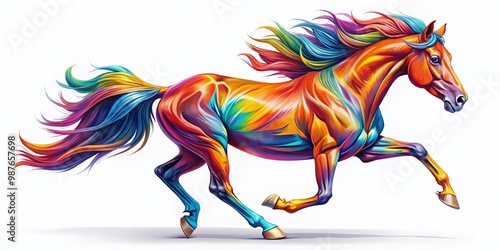 Dynamic Running Horse Clip Art Illustration for Creative Design and Artistic Projects and Concepts