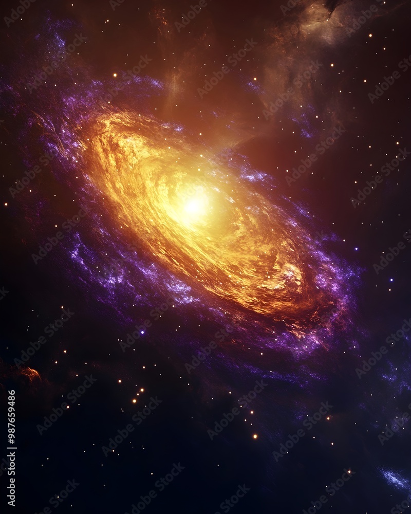 A swirling galaxy in deep space with a bright core. A swirling galaxy in deep space with a bright core.