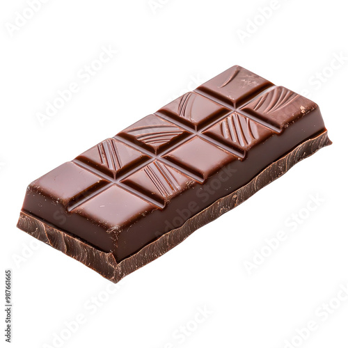 Chocolate bar on white isolated background.