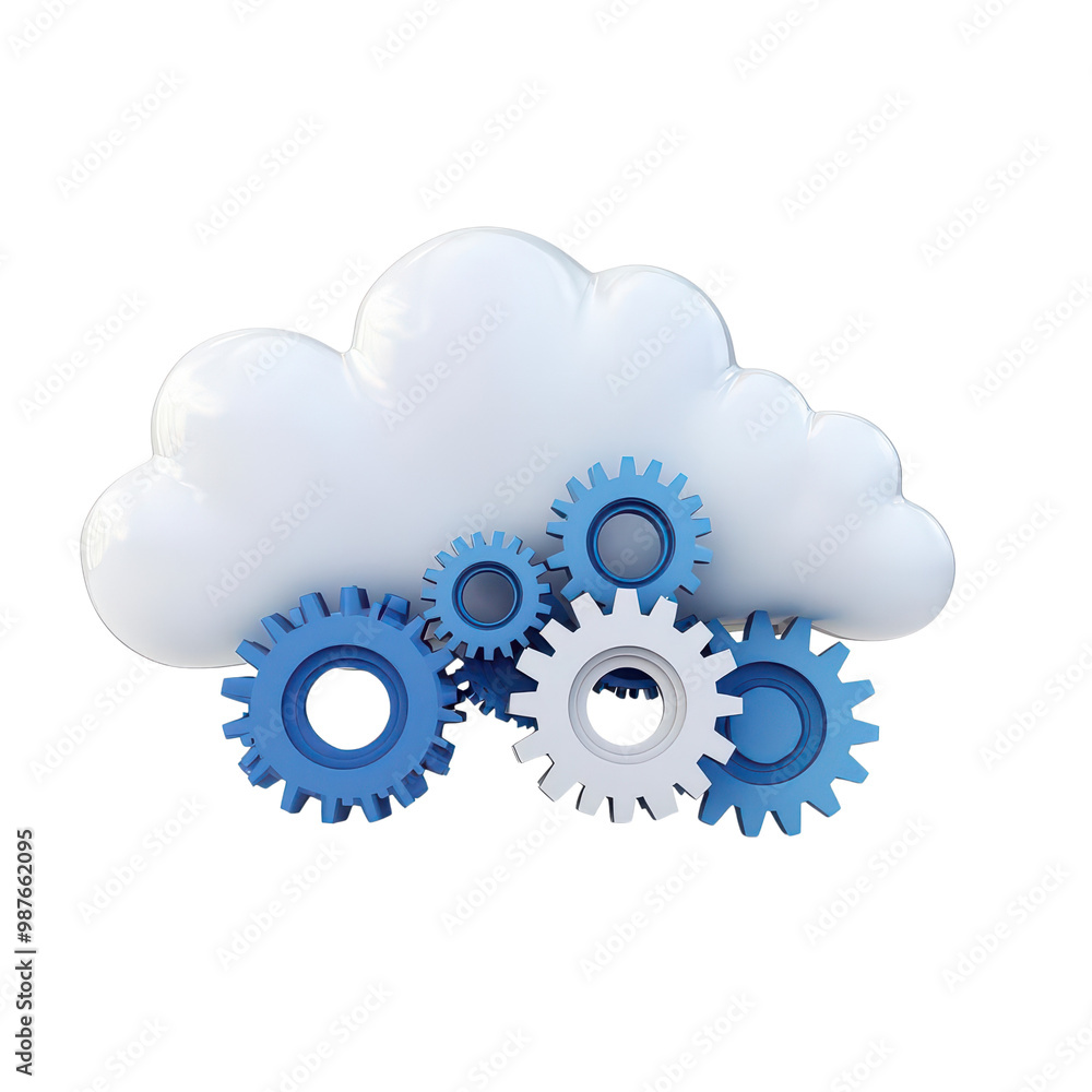 Cloud computing concept with gears on white isolated background Cloud computing concept with gears on white isolated background