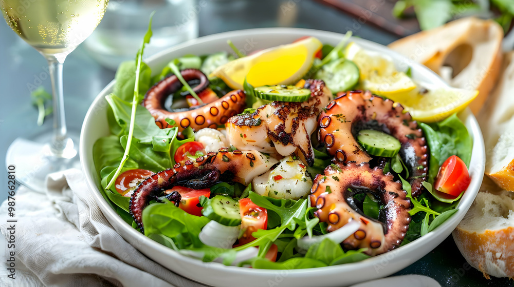 Grilled Octopus Salad with Fresh Herbs and Vegetables Grilled Octopus Salad with Fresh Herbs and Vegetables
