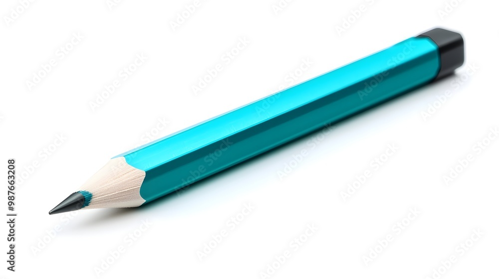 Vibrant Teal Mechanical Pencil on Clean White Background Essential Workspace Tool Vibrant Teal Mechanical Pencil on Clean White Background Essential Workspace Tool