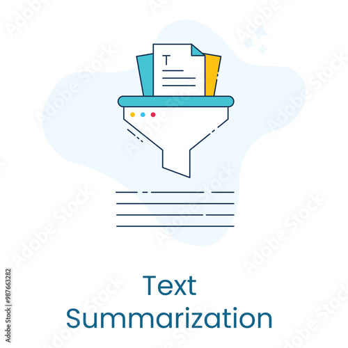 Text Summarization Icon Design. Representing Article Condensing.Information Extraction.Summary Generation.AI Summarization. EPS icon.