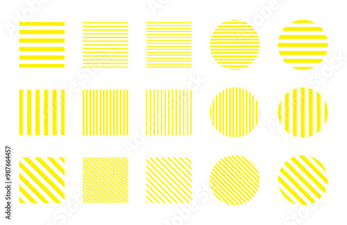 幾何学的な模様のストライプ素材セット　Striped pattern isolated illustration set