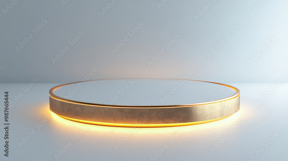 Gold Podium With Backlit Edge Abstract Minimalist Product Display Gold Podium With Backlit Edge Abstract Minimalist Product Display