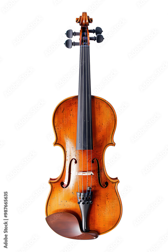 Fototapeta premium Violin with a vintage distressed look which is a musical instrument used by a musician to perform classical orchestral music, png file cut out and isolated on a transparent background, stock illustr