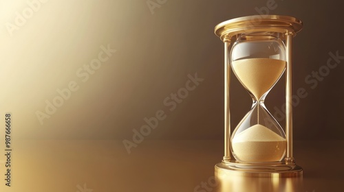 Golden Hourglass on a Brown Background