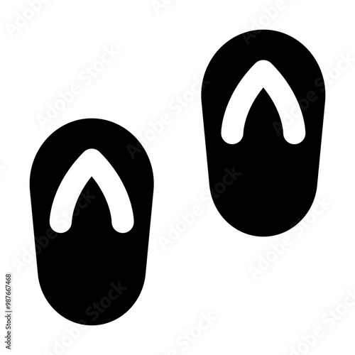 Flip Flops Black Solid Icon. Sandals Summer Footwear Symbol