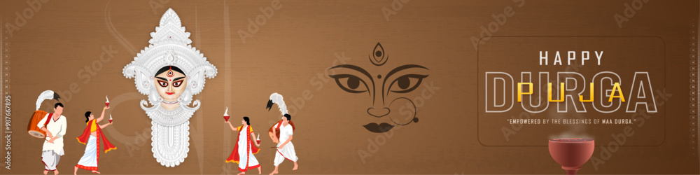 Goddess Durga Face in Durga Puja Banner
Goddess Durga Face in Durga Puja Banner