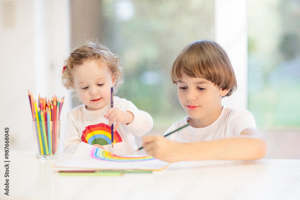 Kids paint. Child painting. Little girl drawing. Kids paint. Child painting. Little girl drawing.