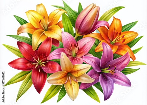 Elegant Lilies Clip Art for Creative Projects, Floral Designs, Invitations, and Decorative Uses