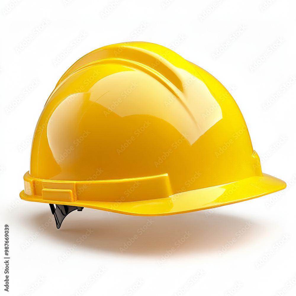 Fototapeta premium A high-resolution image of a yellow construction hard hat with a smooth, glossy surface. 