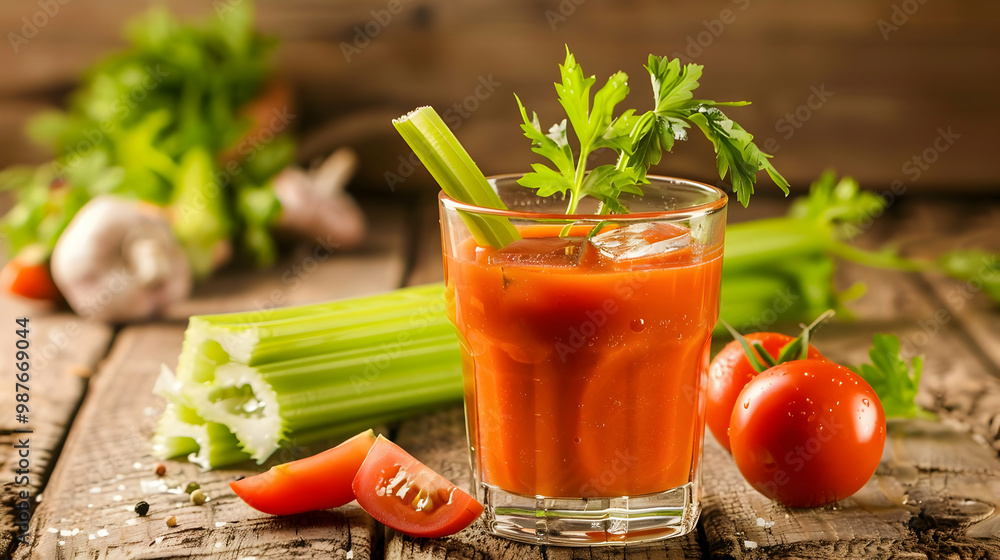 Refreshing Bloody Mary Cocktail with Celery and Parsley Refreshing Bloody Mary Cocktail with Celery and Parsley