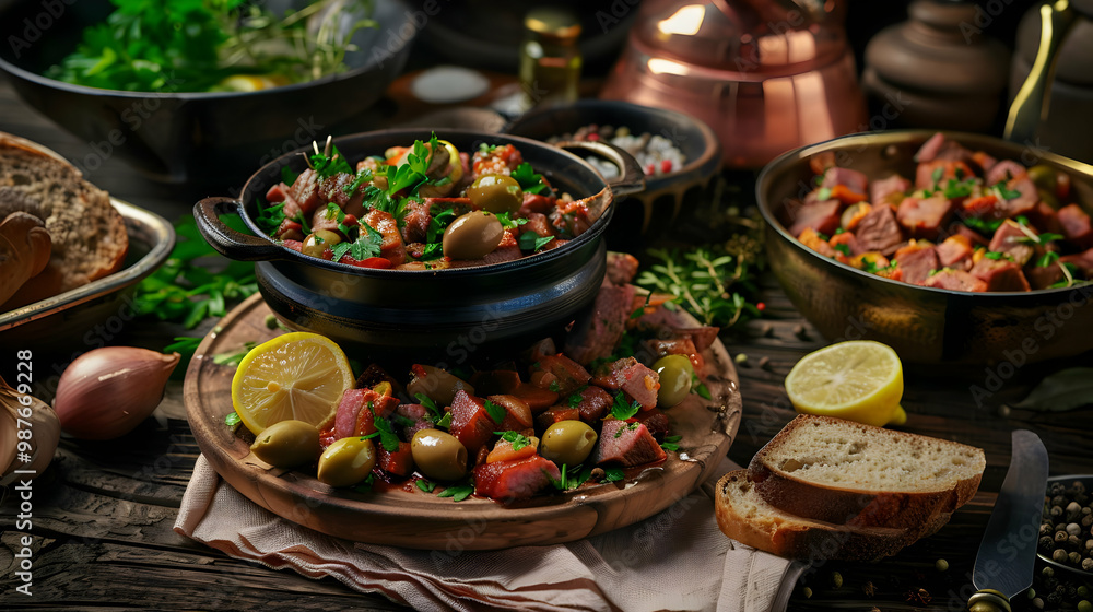 Delicious Meat Stew with Olives and Lemon