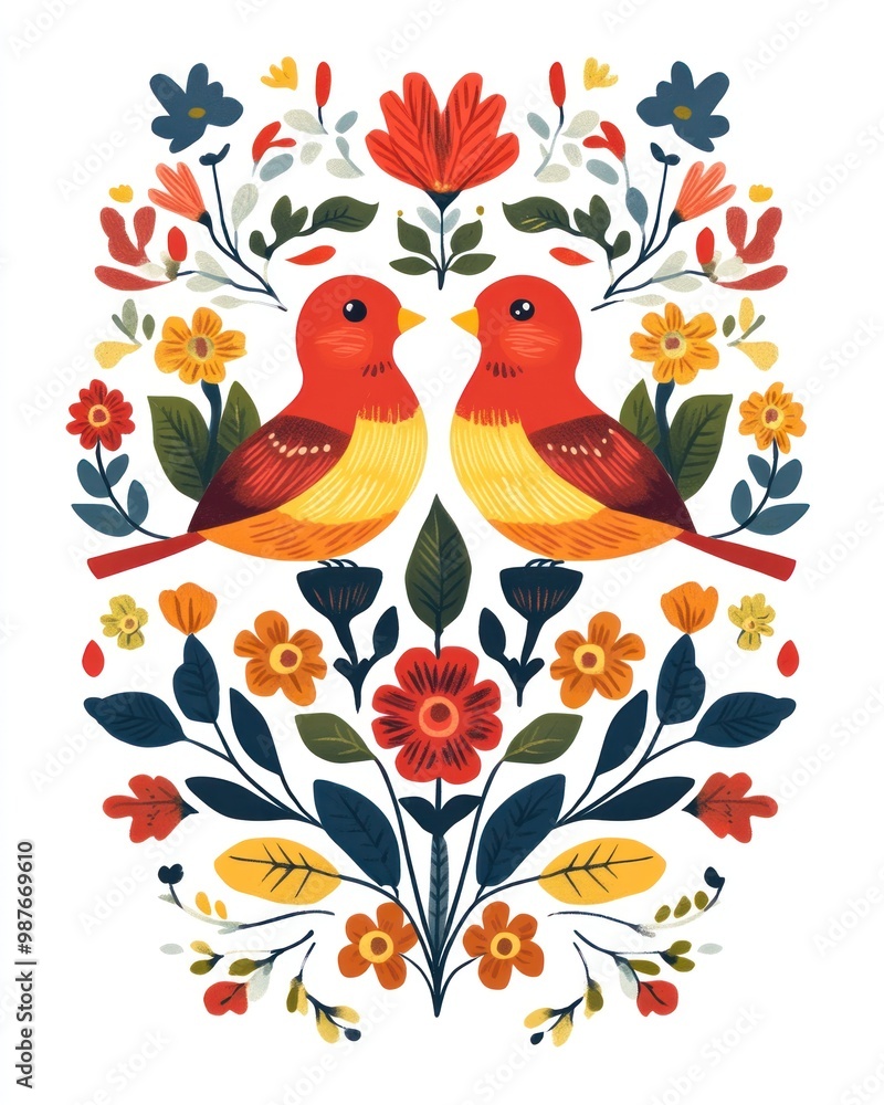 Two Birds and a Floral Wreath Two Birds and a Floral Wreath