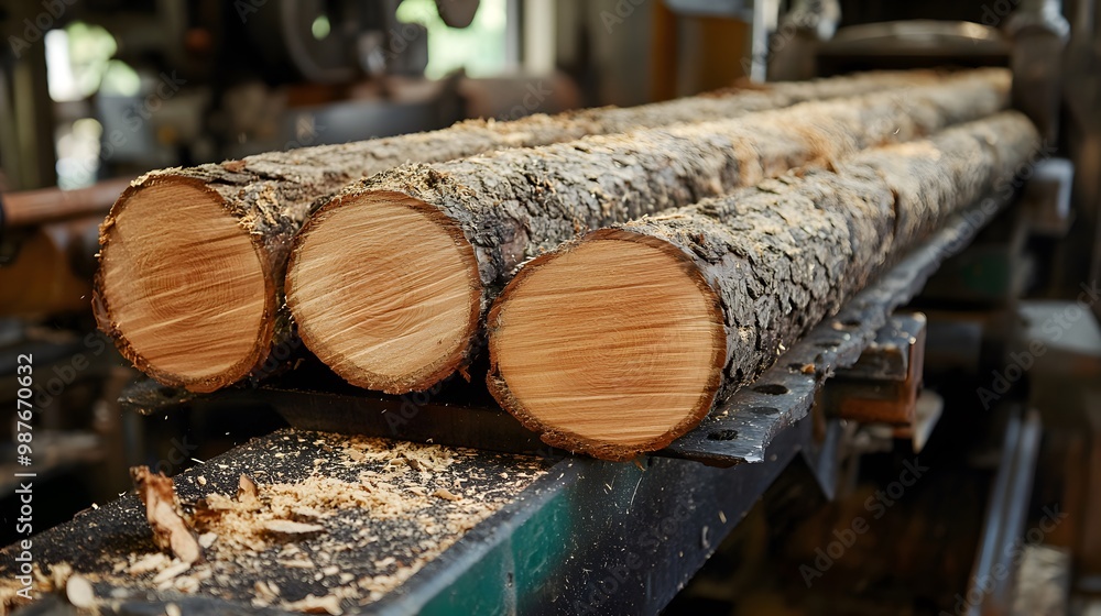Stacked Logs Texture in Rustic Woodworking Workshop Stacked Logs Texture in Rustic Woodworking Workshop