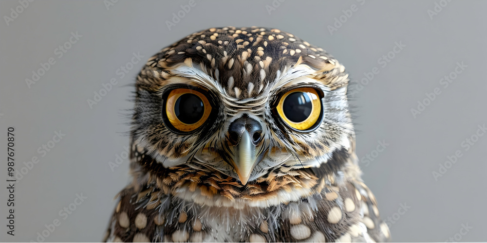 The Burrowing Owl's Intense Gaze with Copy Space The Burrowing Owl's Intense Gaze with Copy Space