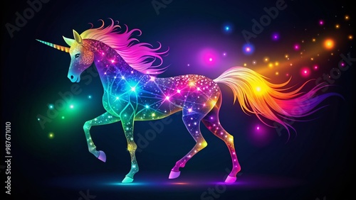 Elegant Unicorn Silhouette Vector Design for Magical Themes, Fantasy Illustrations, and Decorations photo