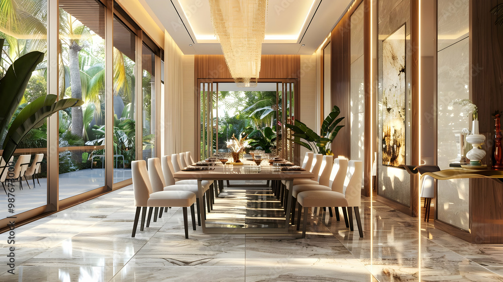Modern Dining Room with Tropical Garden View Interior Design Inspiration Modern Dining Room with Tropical Garden View Interior Design Inspiration