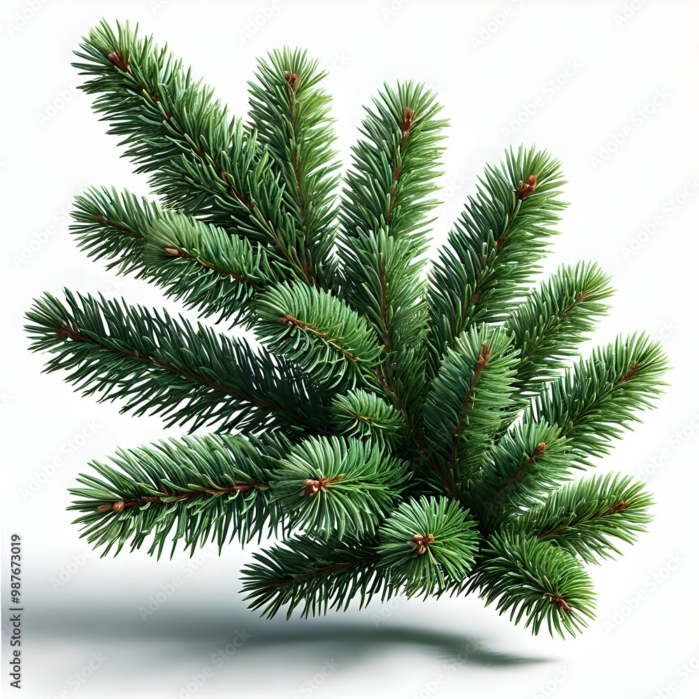 Close-Up of Evergreen Pine Branch with Needles, Isolated on White Background, Perfect for Christmas Decorations, Winter Holiday Designs, Natural Forest Elements Close-Up of Evergreen Pine Branch with Needles, Isolated on White Background, Perfect for Christmas Decorations, Winter Holiday Designs, Natural Forest Elements