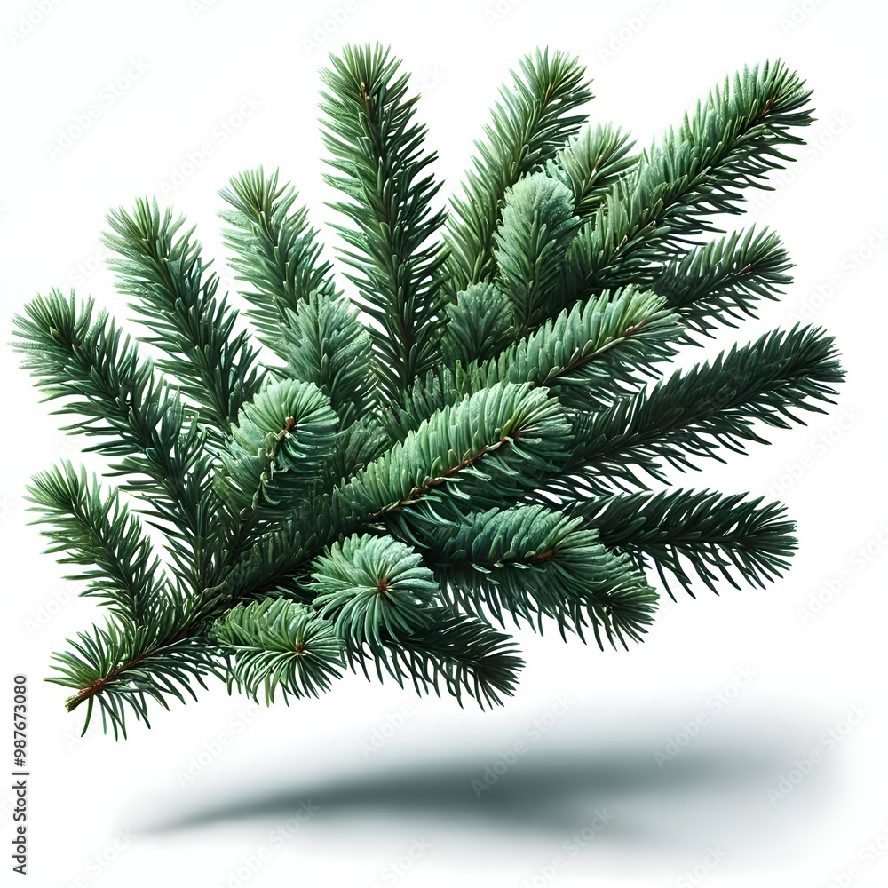 Close-Up of Evergreen Pine Branch with Needles, Isolated on White Background, Perfect for Christmas Decorations, Winter Holiday Designs, Natural Forest Elements Close-Up of Evergreen Pine Branch with Needles, Isolated on White Background, Perfect for Christmas Decorations, Winter Holiday Designs, Natural Forest Elements