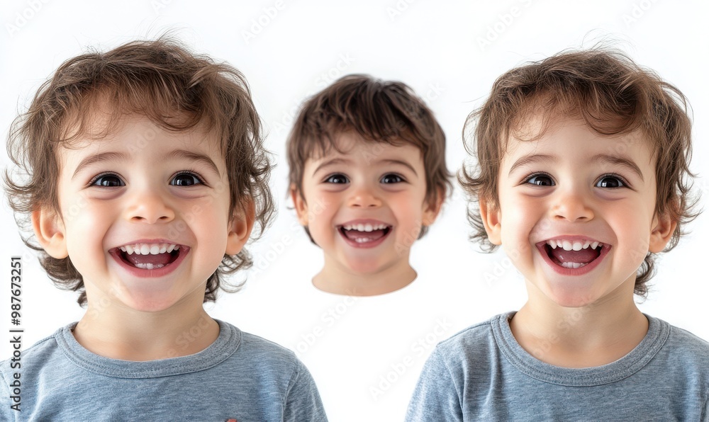Portrait of Three Happy Children with Big Smiles Portrait of Three Happy Children with Big Smiles