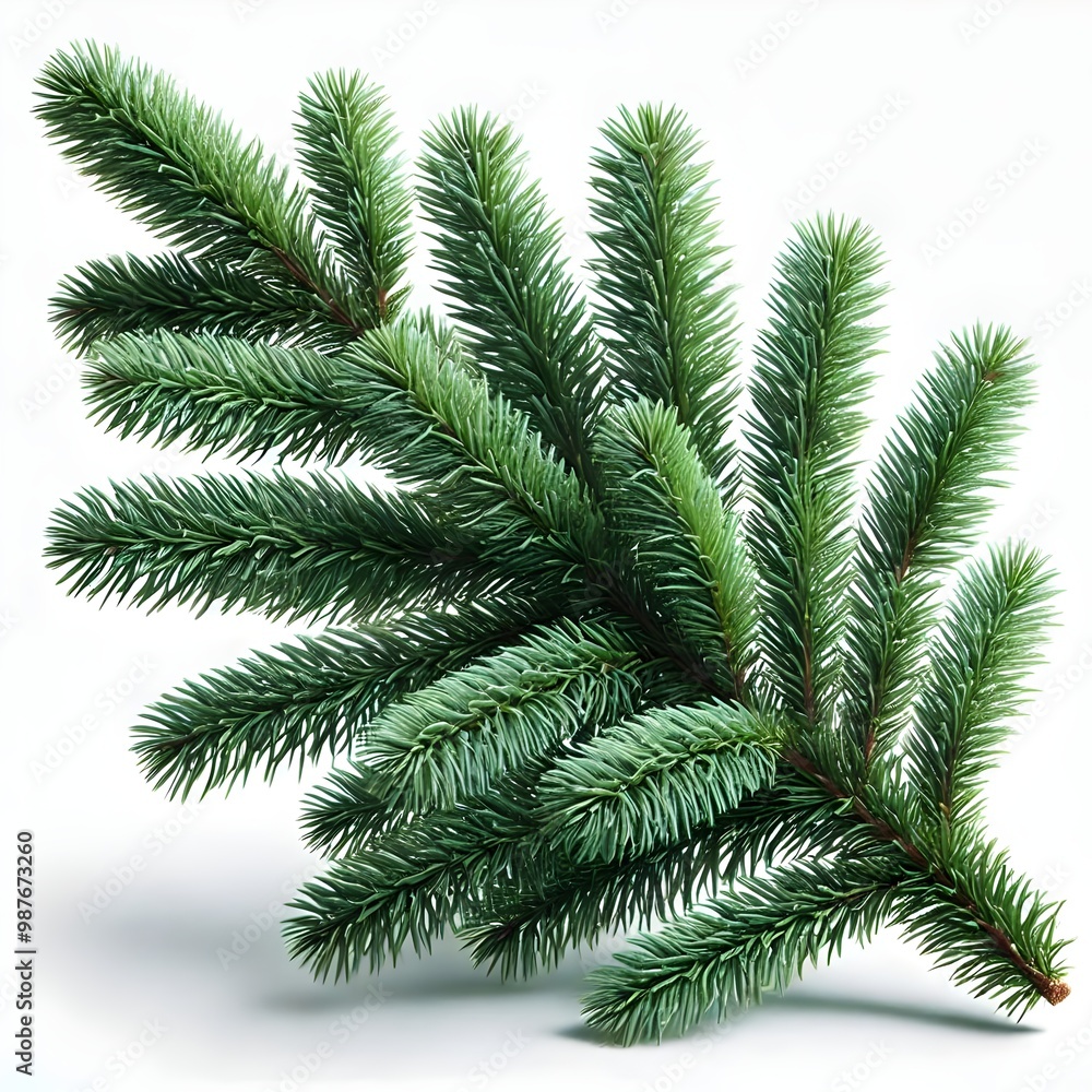 Close-Up of Evergreen Pine Branch with Needles, Isolated on White Background, Perfect for Christmas Decorations, Winter Holiday Designs, Natural Forest Elements Close-Up of Evergreen Pine Branch with Needles, Isolated on White Background, Perfect for Christmas Decorations, Winter Holiday Designs, Natural Forest Elements