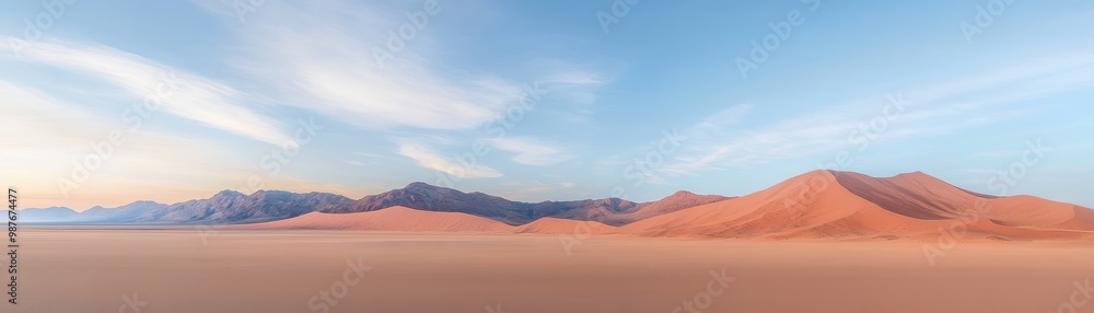 A desert landscape with mountains in the background A desert landscape with mountains in the background