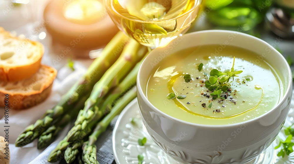 Creamy Asparagus Soup with Fresh Herbs and White Wine Creamy Asparagus Soup with Fresh Herbs and White Wine