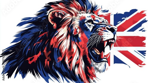 Vibrant Lion with British Flag Motif